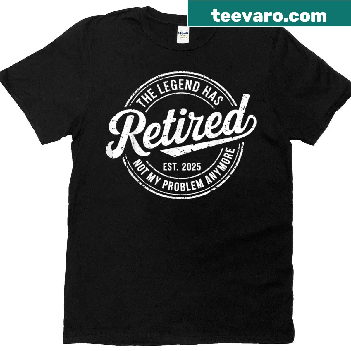 Retirement t-shirt featuring bold text about retiring and not caring anymore — on a men's t-shirt