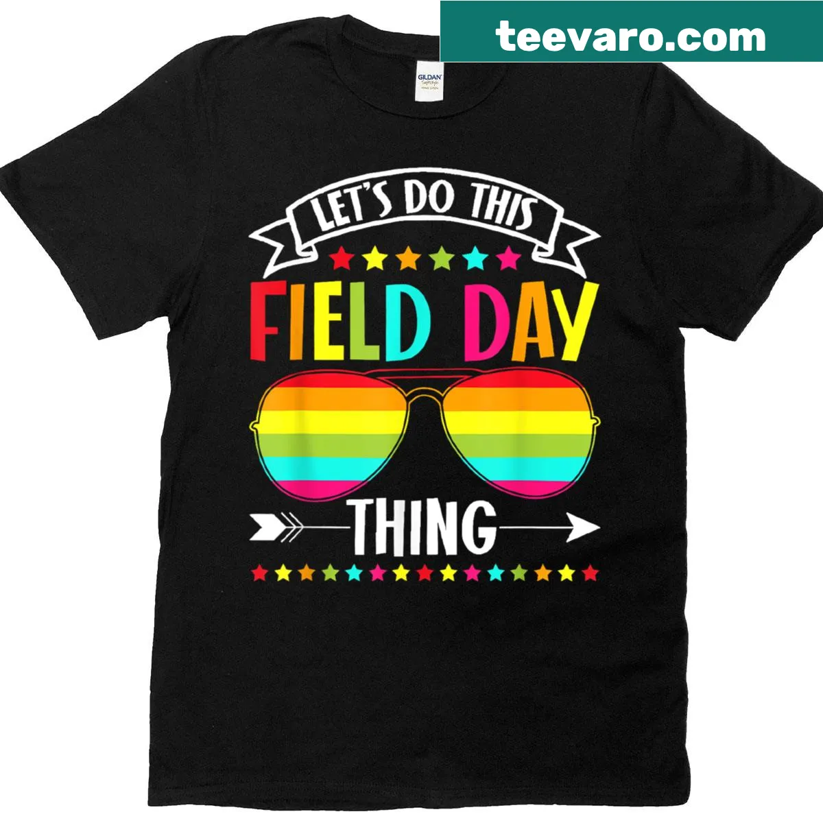 Teacher t-shirt featuring an enthusiastic message for field day — on a men's t-shirt