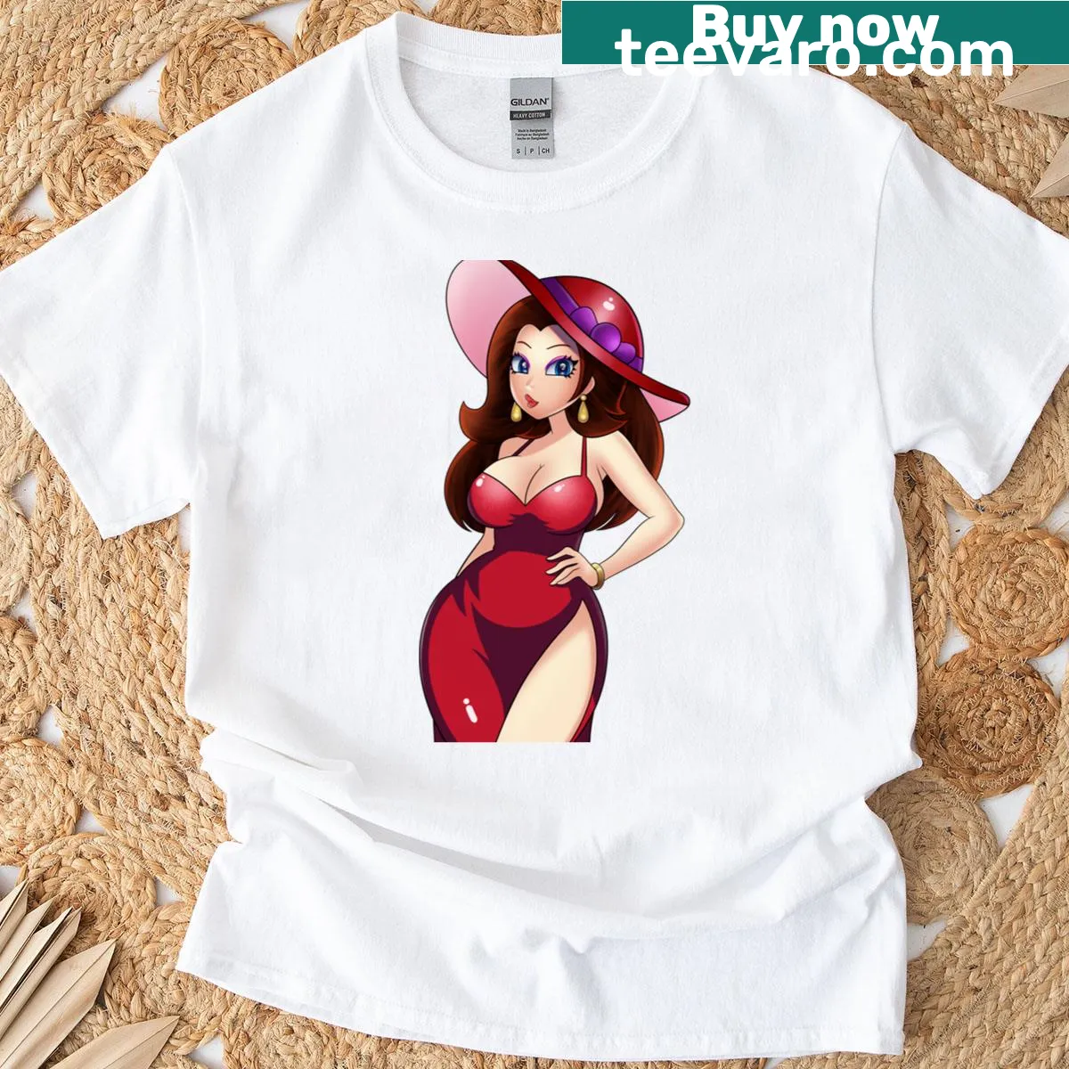 Vintage pinup style T-shirt featuring a mayor lady graphic — on a men's t-shirt