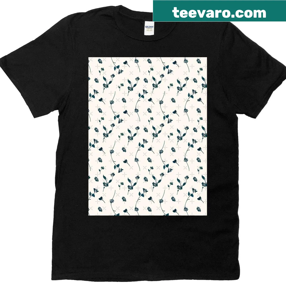 Minimalist floral seamless pattern on a T-shirt — on a men's t-shirt