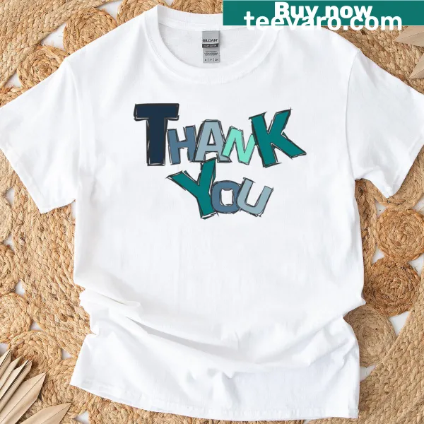 Modern thank you-themed graphic T-shirt