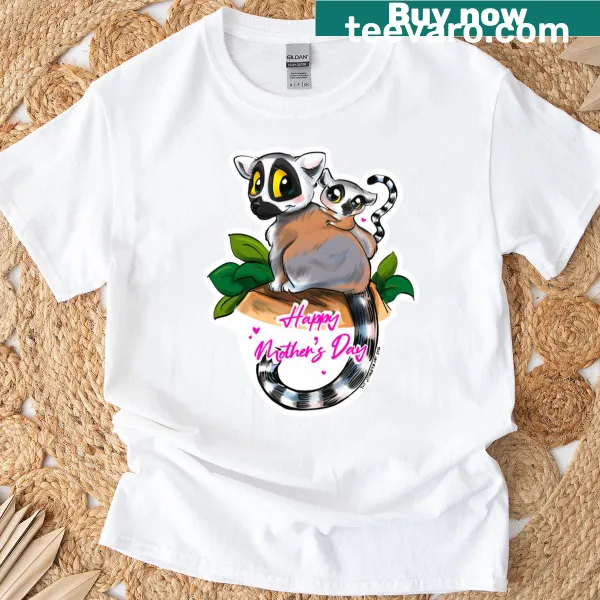 Cute illustration of a lemur on a Mother's Day T-shirt