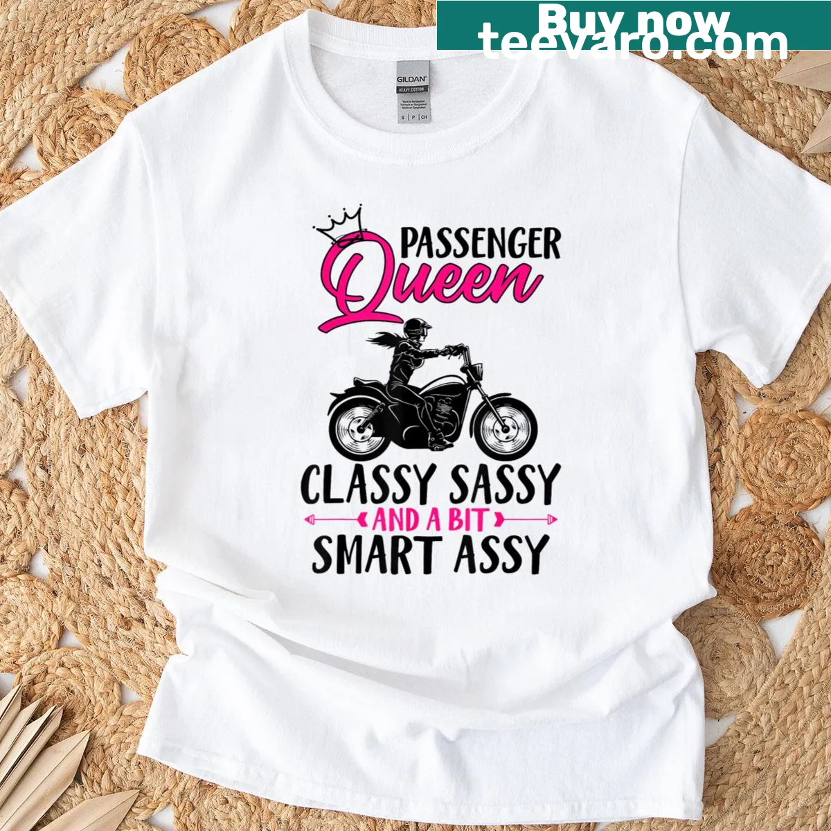 Typography T-shirt declaring 'Motorcycle Queen' for female riders — on a men's t-shirt