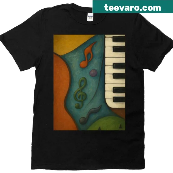Graphic T-shirt with a music-themed design