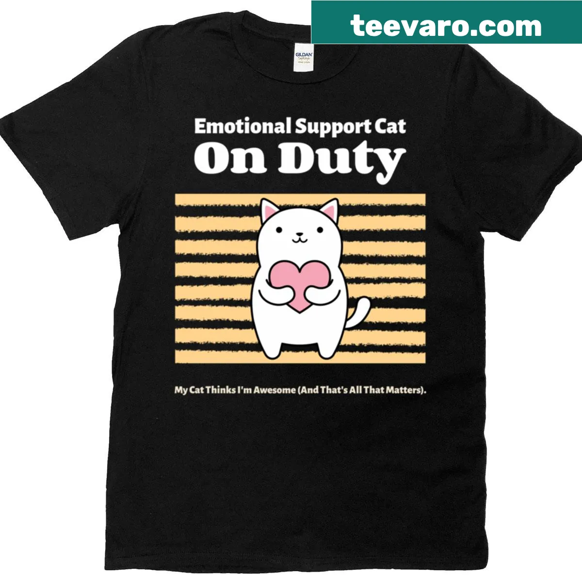 T-shirt with a graphic celebrating the bond between a cat and its owner — on a men's t-shirt