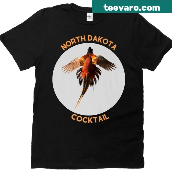 North Dakota-themed T-shirt with a playful cocktail pheasant graphic