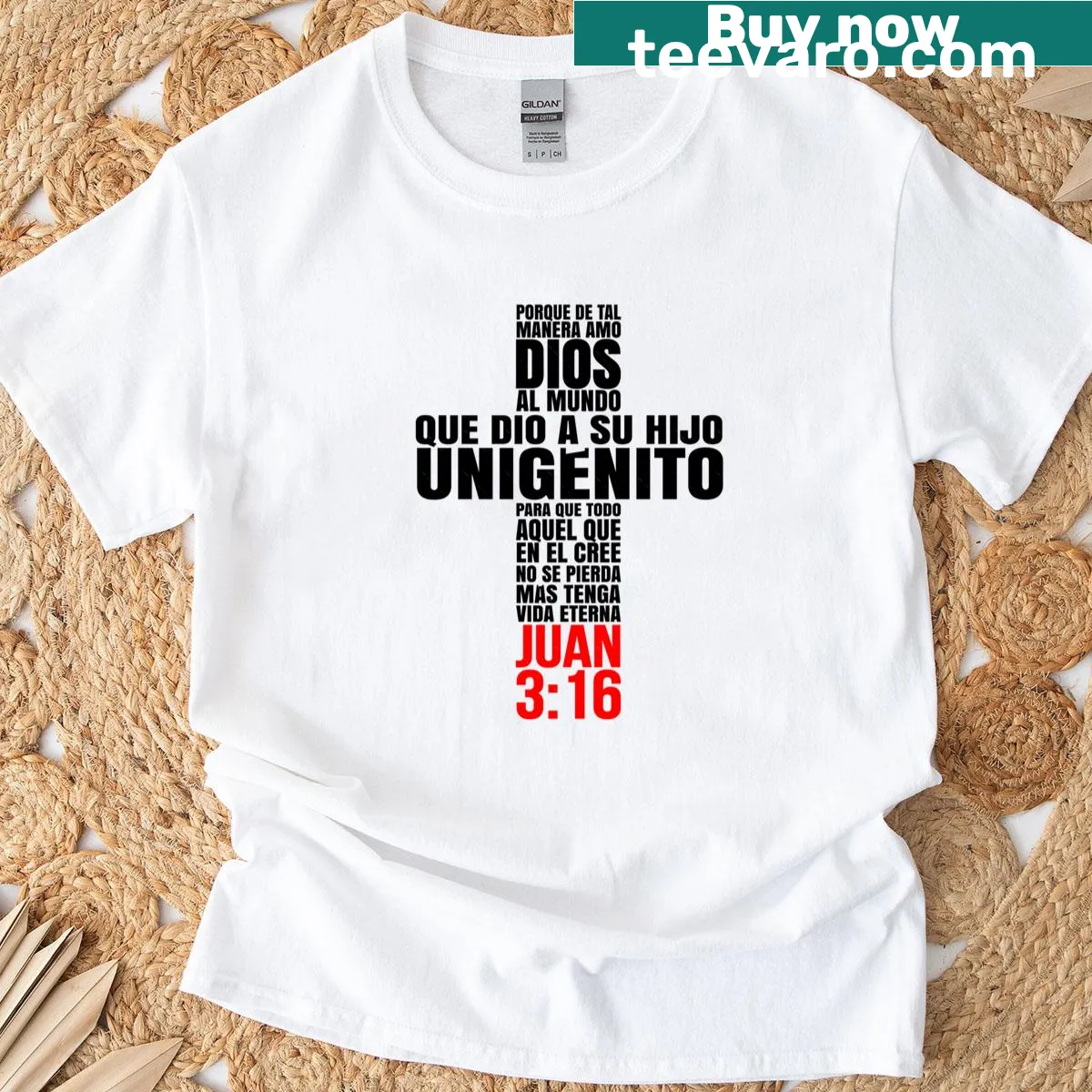 Biblical quote in Spanish about God's love on a t-shirt — on a men's t-shirt