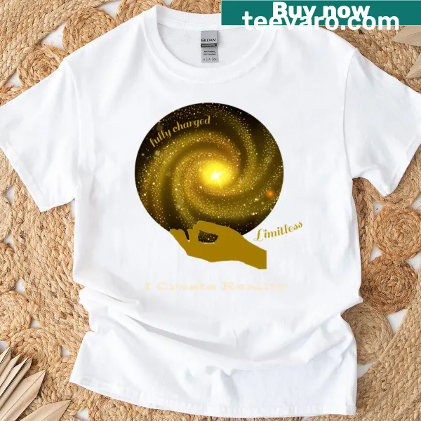 Inspirational T-shirt featuring typography emphasizing radiant potential