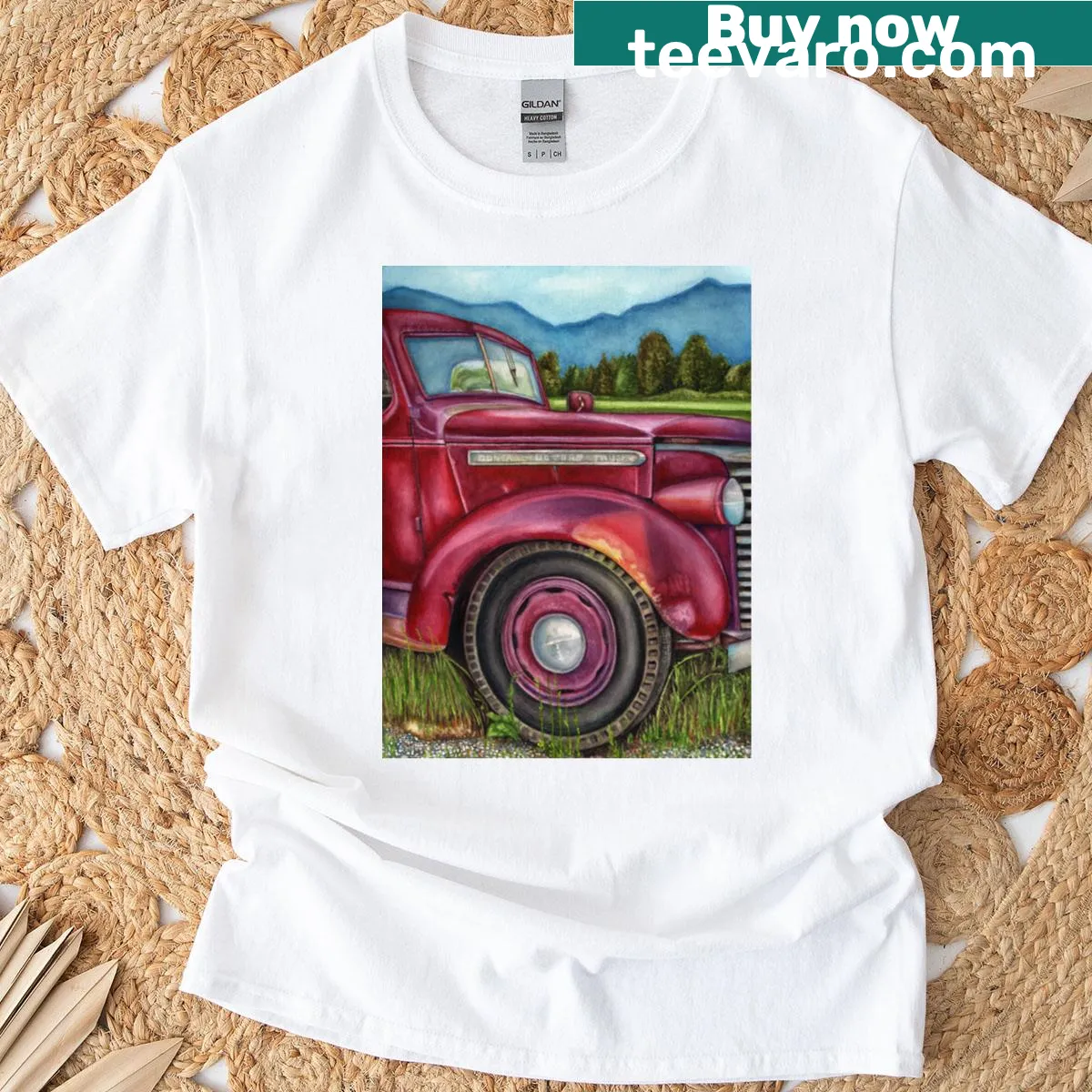 Bold 'Red Thunder' text illustrated on a T-shirt — on a men's t-shirt