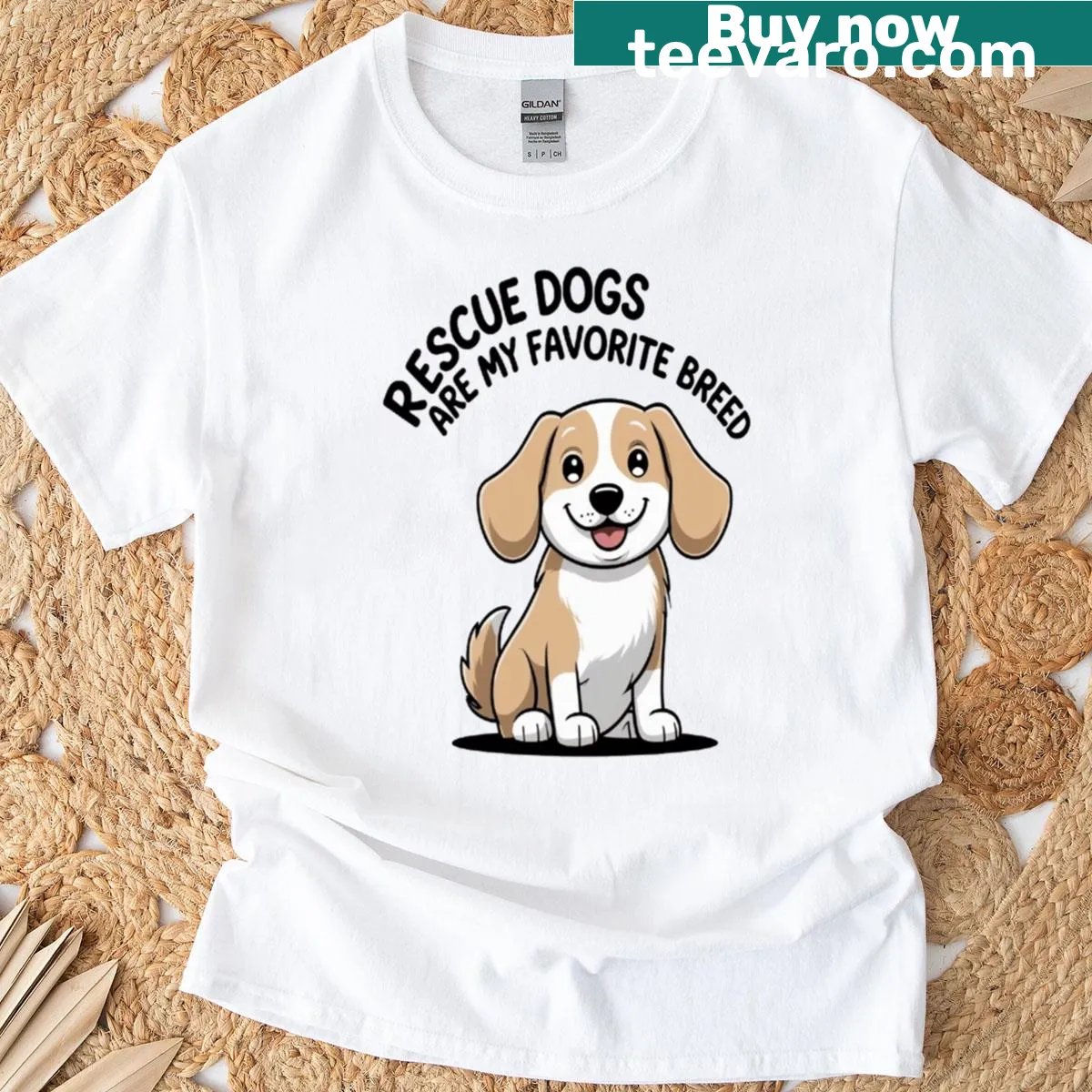 T-shirt featuring the phrase 'Rescue Dogs Are My Favorite Breed' — on a men's t-shirt