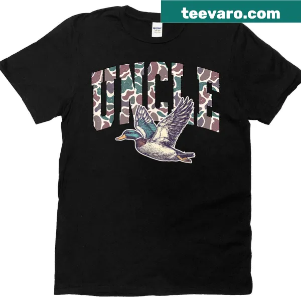 Vintage camo Duck Hunting T-shirt featuring a duck silhouette