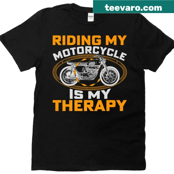Funny biker T-shirt with motorcycle therapy slogan