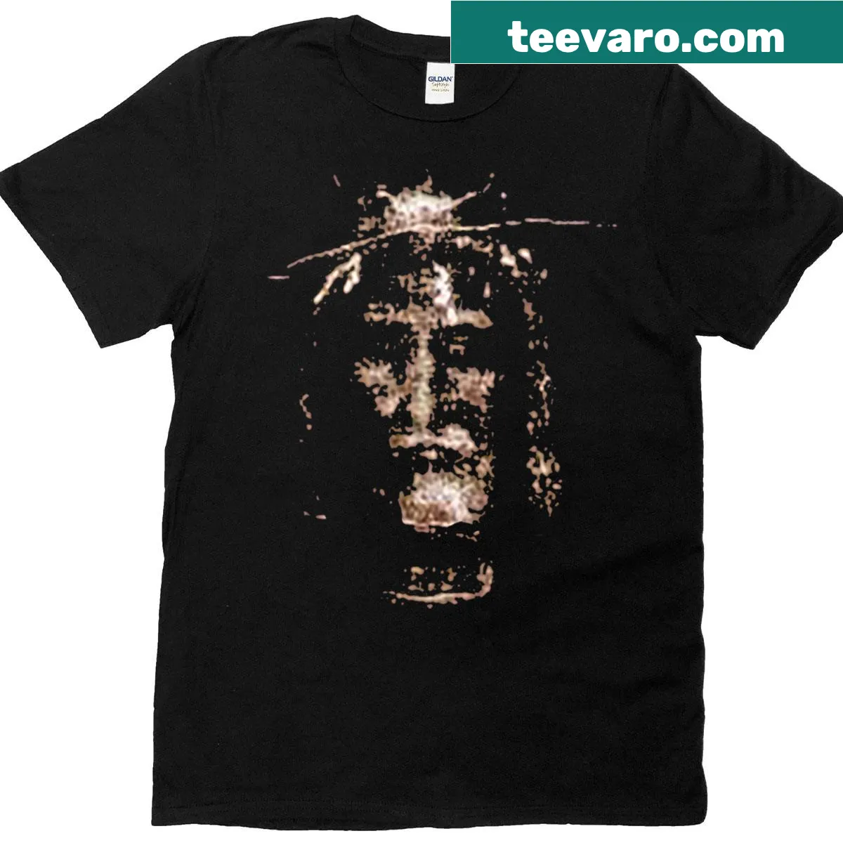T-shirt featuring a depiction of the Shroud of Turin — on a men's t-shirt