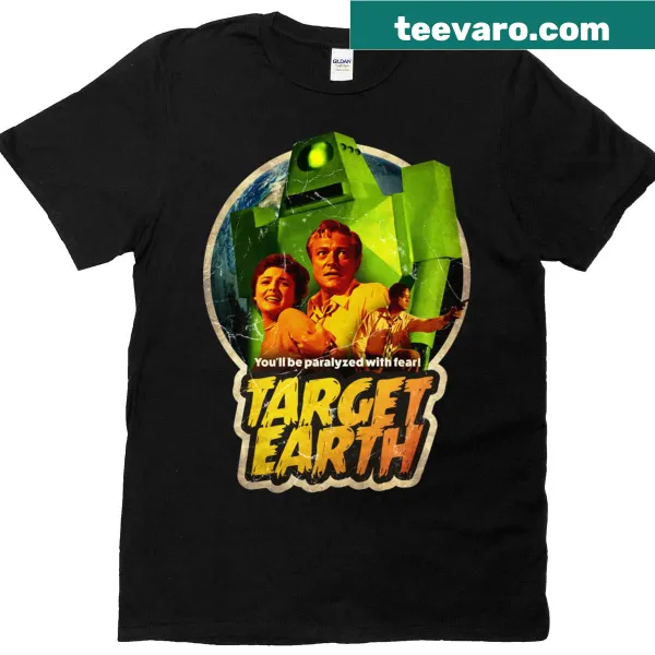 Vintage-style T-shirt with 'Target Earth 1954' text