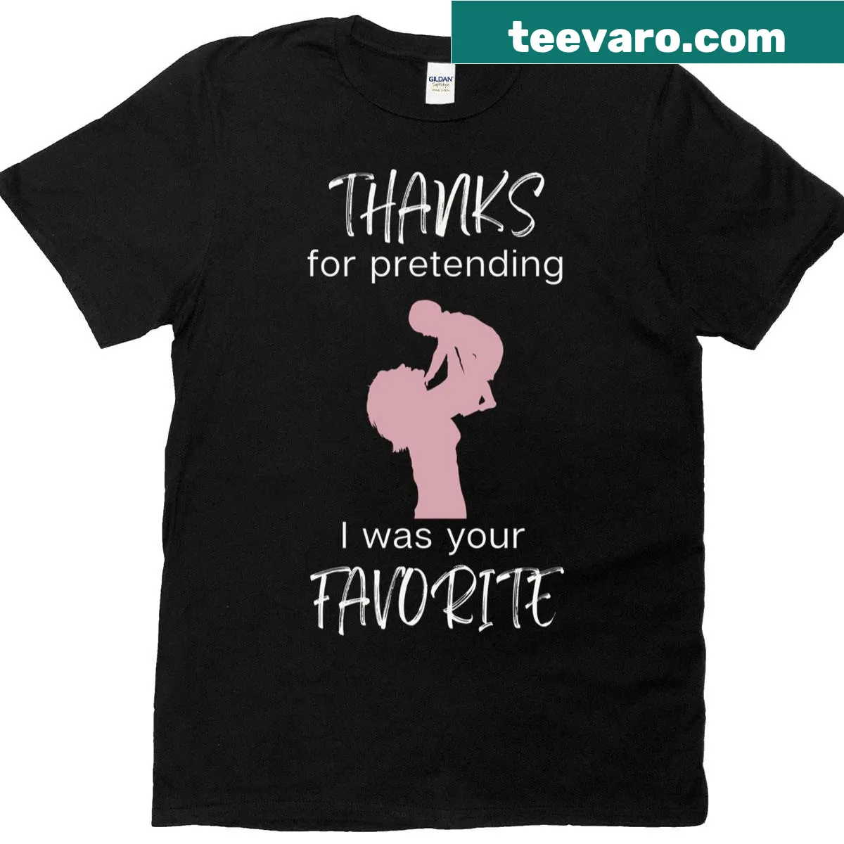 Sentimental T-shirt for moms with playful wording about favorite child — on a men's t-shirt