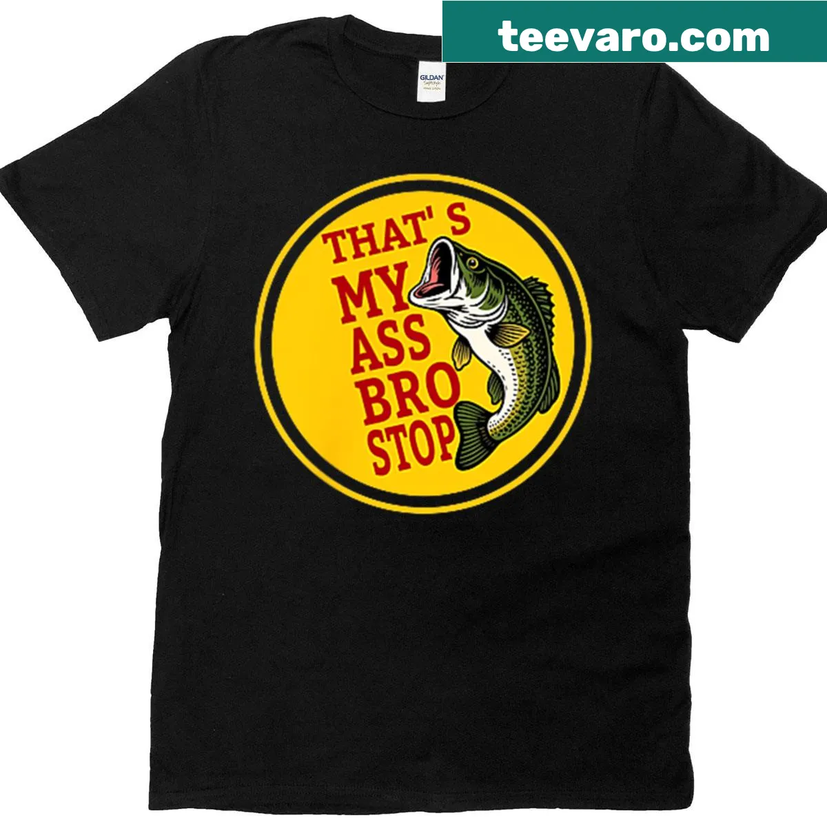 Funny fishing t-shirt with humor on both sides — on a men's t-shirt