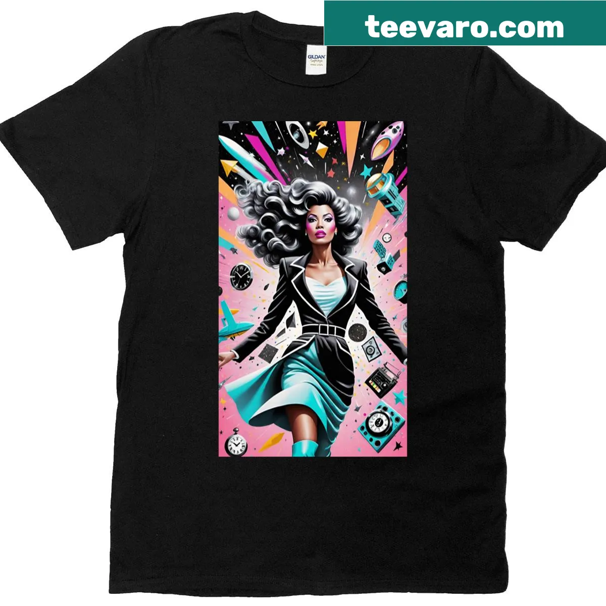 Imaginative time warp design T-shirt featuring a playful illustration — on a men's t-shirt