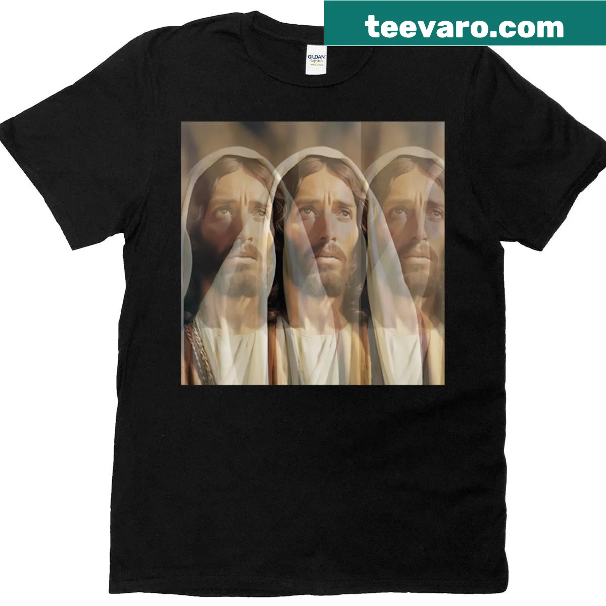 T-shirt featuring a simple design representing the Triune God concept — on a men's t-shirt