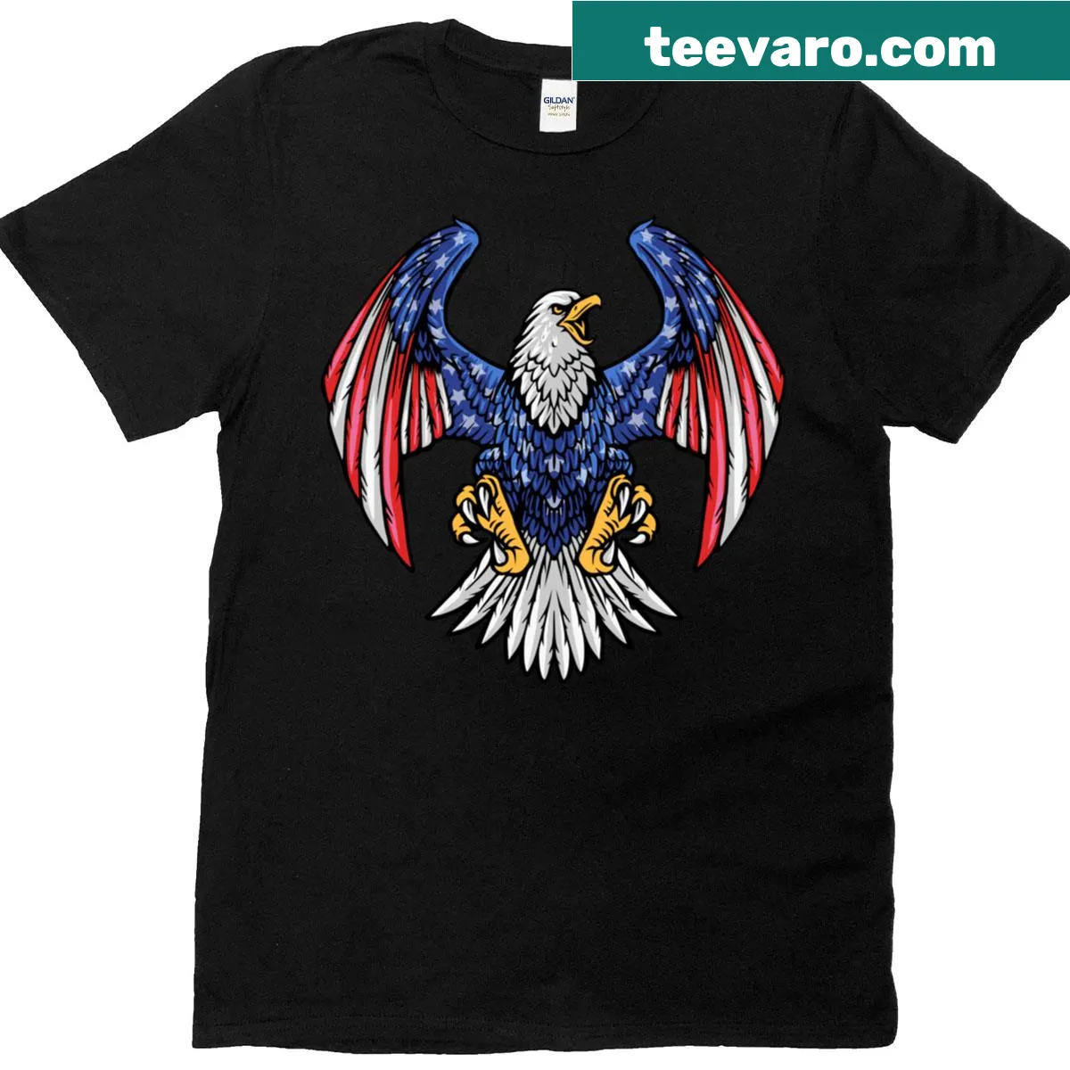 Patriotic T-shirt featuring national symbols of the USA — on a men's t-shirt