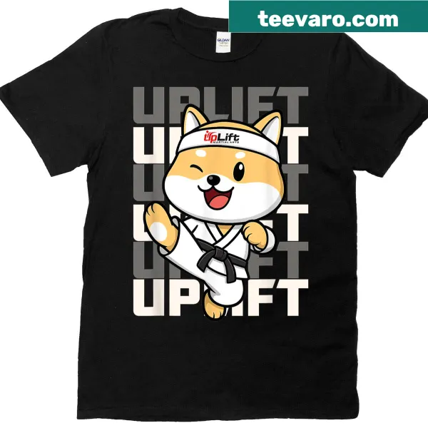 Cute dog mascot in martial arts illustration on t-shirt