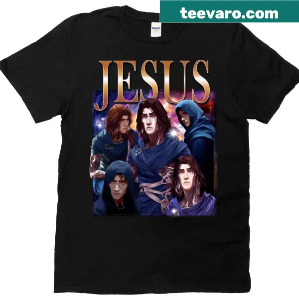 T-shirt featuring thoughtful typography of 'Viktor Jesus'