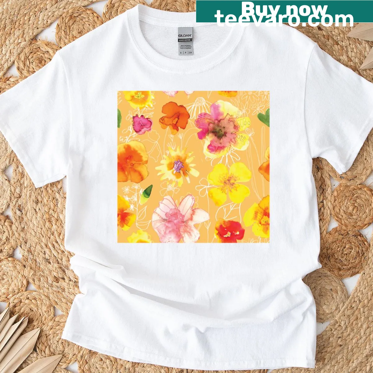 Floral watercolor design perfect for nature lovers — on a men's t-shirt
