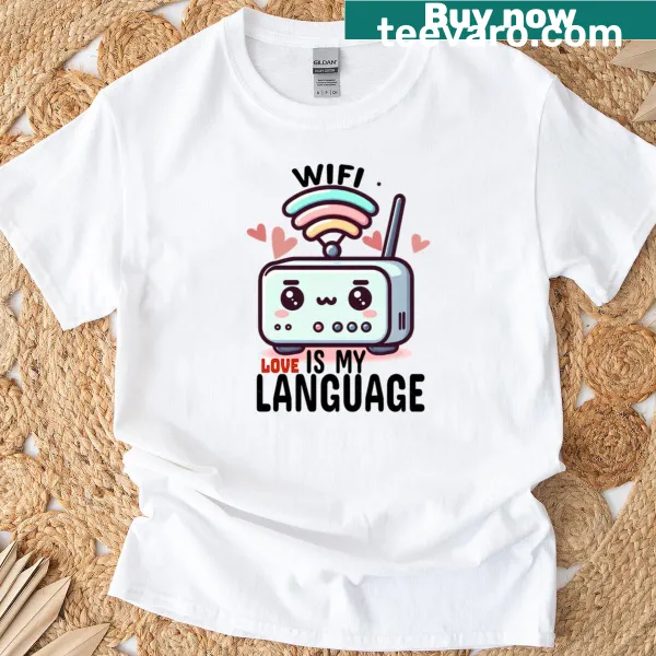 T-shirt with the phrase 'Wifi Is My Love Language' in bold letters
