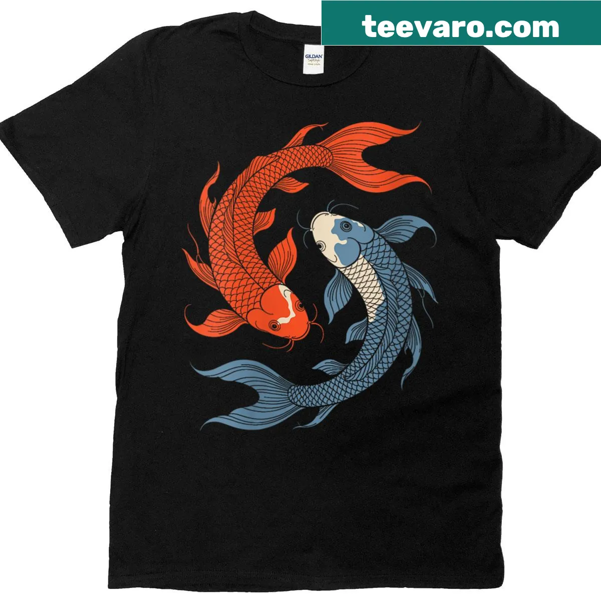 Illustration of Koi fish in Yin Yang symbol on a t-shirt — on a men's t-shirt