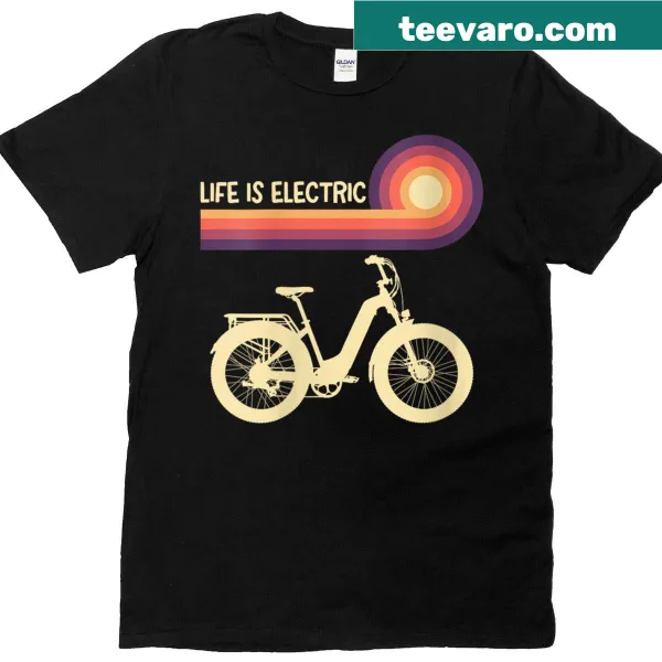 Funny T-shirt celebrating e-bike life with humorous slogan