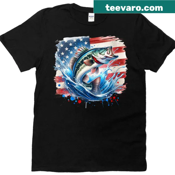 American flag fishing t-shirt for proud fishermen