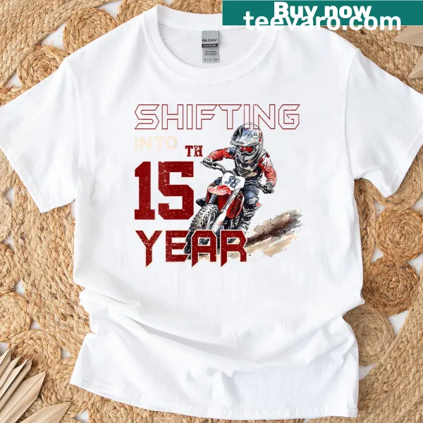Dirt bike-themed T-shirt for a 15-year-old boy