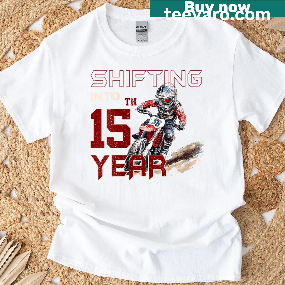 Dirt bike-themed T-shirt for a 15-year-old boy — on a men's t-shirt
