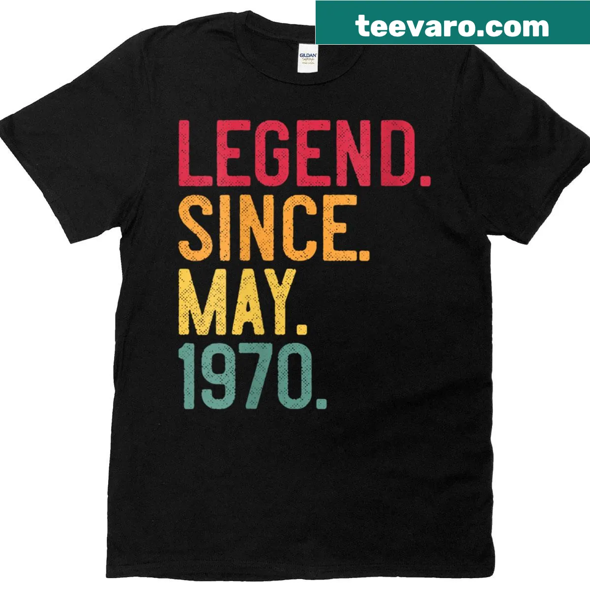 Vintage tee declaring someone a legend since May 1970 — on a men's t-shirt