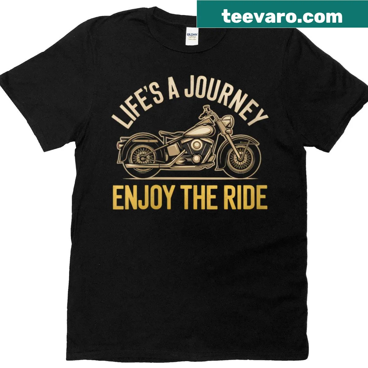 Biker t-shirt with saying about enjoying life's journey — on a men's t-shirt