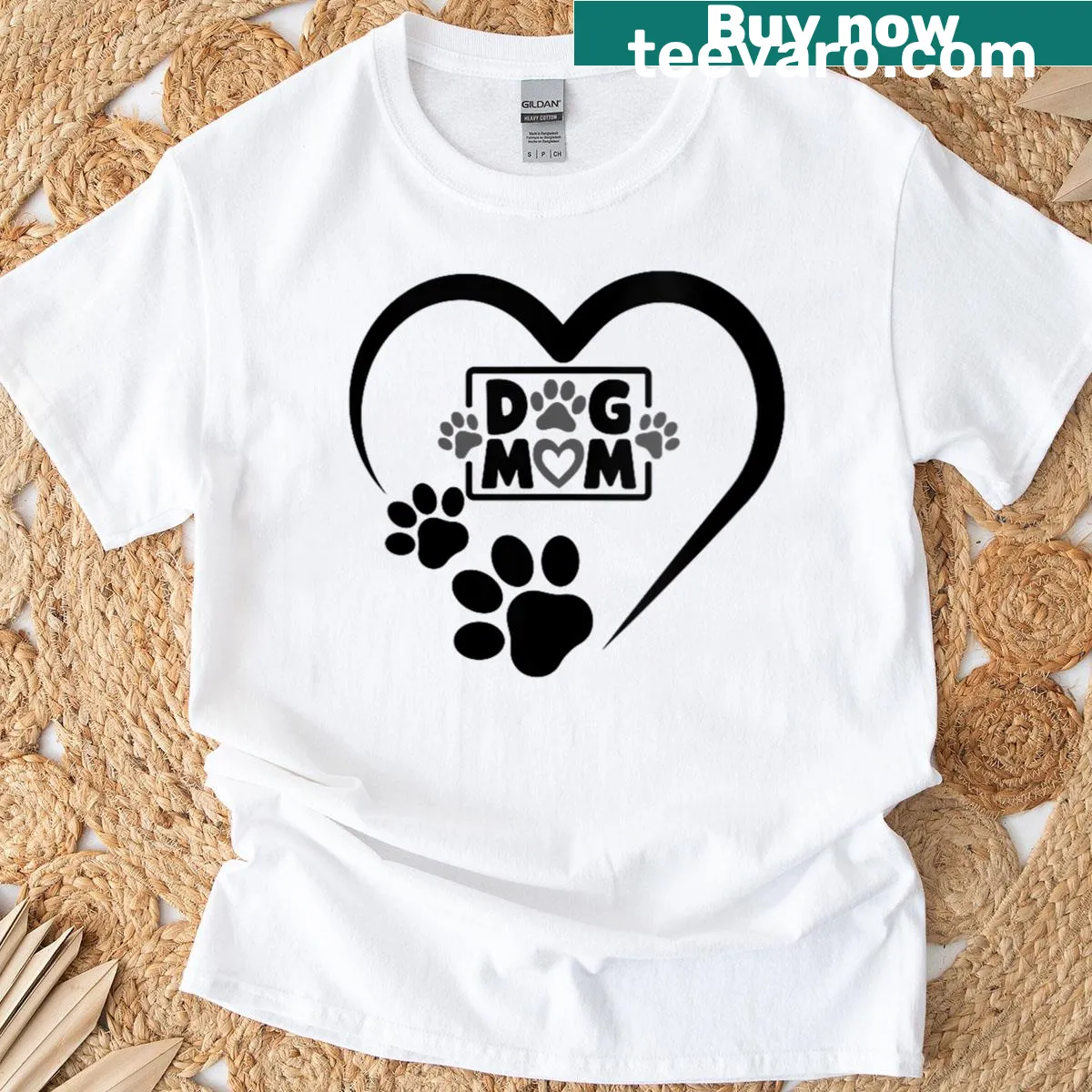Dog Mom t-shirt with playful text design celebrating dog ownership — on a men's t-shirt