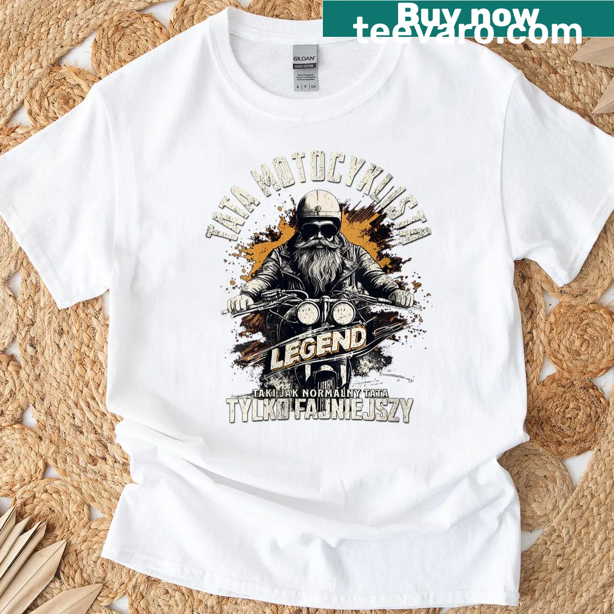 Polish biker dad graphic T-shirt for Father's Day. — on a men's t-shirt