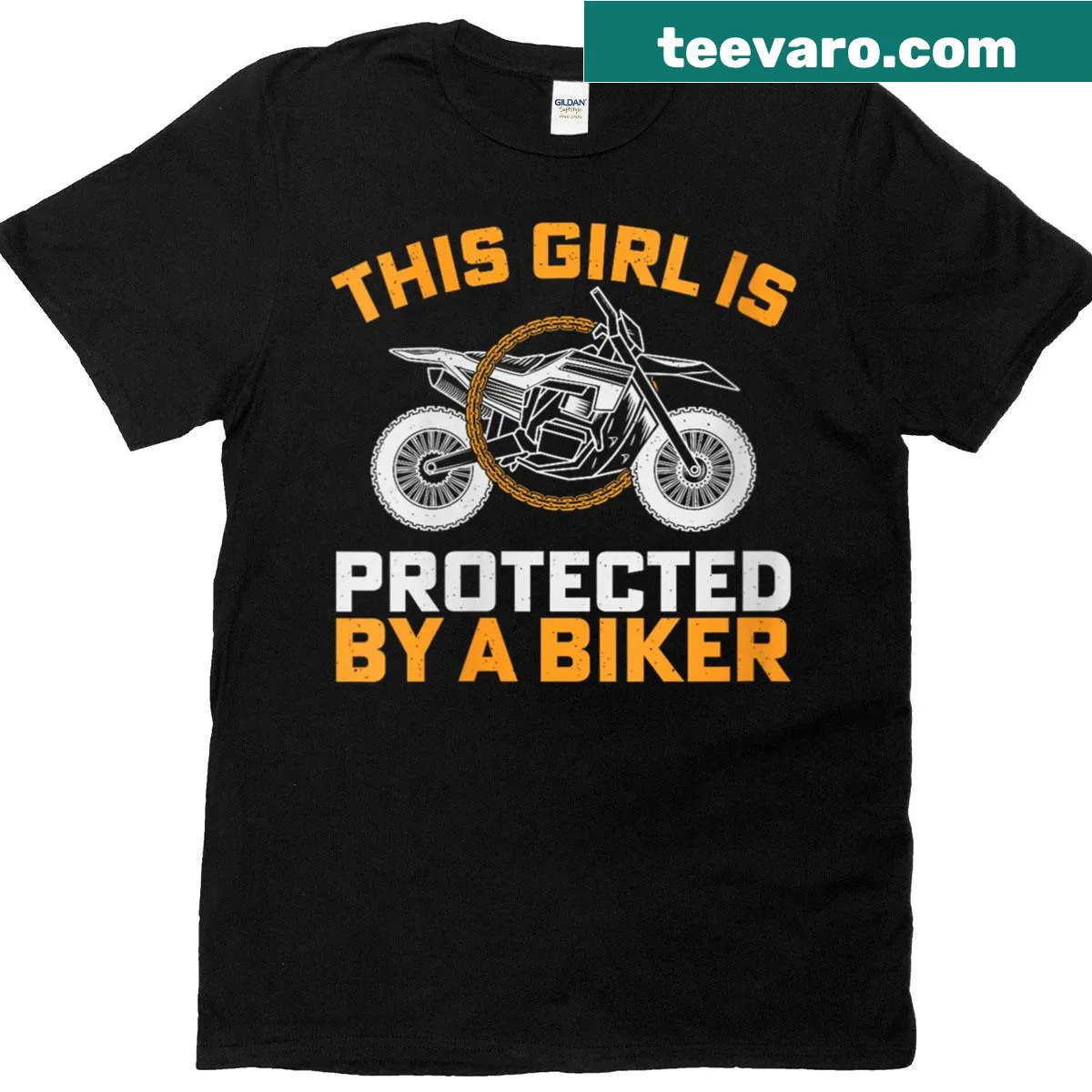 Biker-themed t-shirt emphasizing a woman's pride in biking — on a men's t-shirt