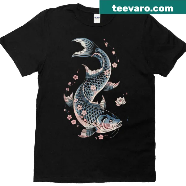 Vintage cherry blossom koi fish t-shirt with a Japanese theme design
