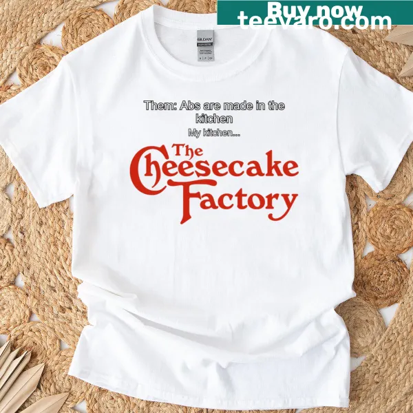 Bold typography t-shirt stating 'Abs Are Made In The Kitchen.'