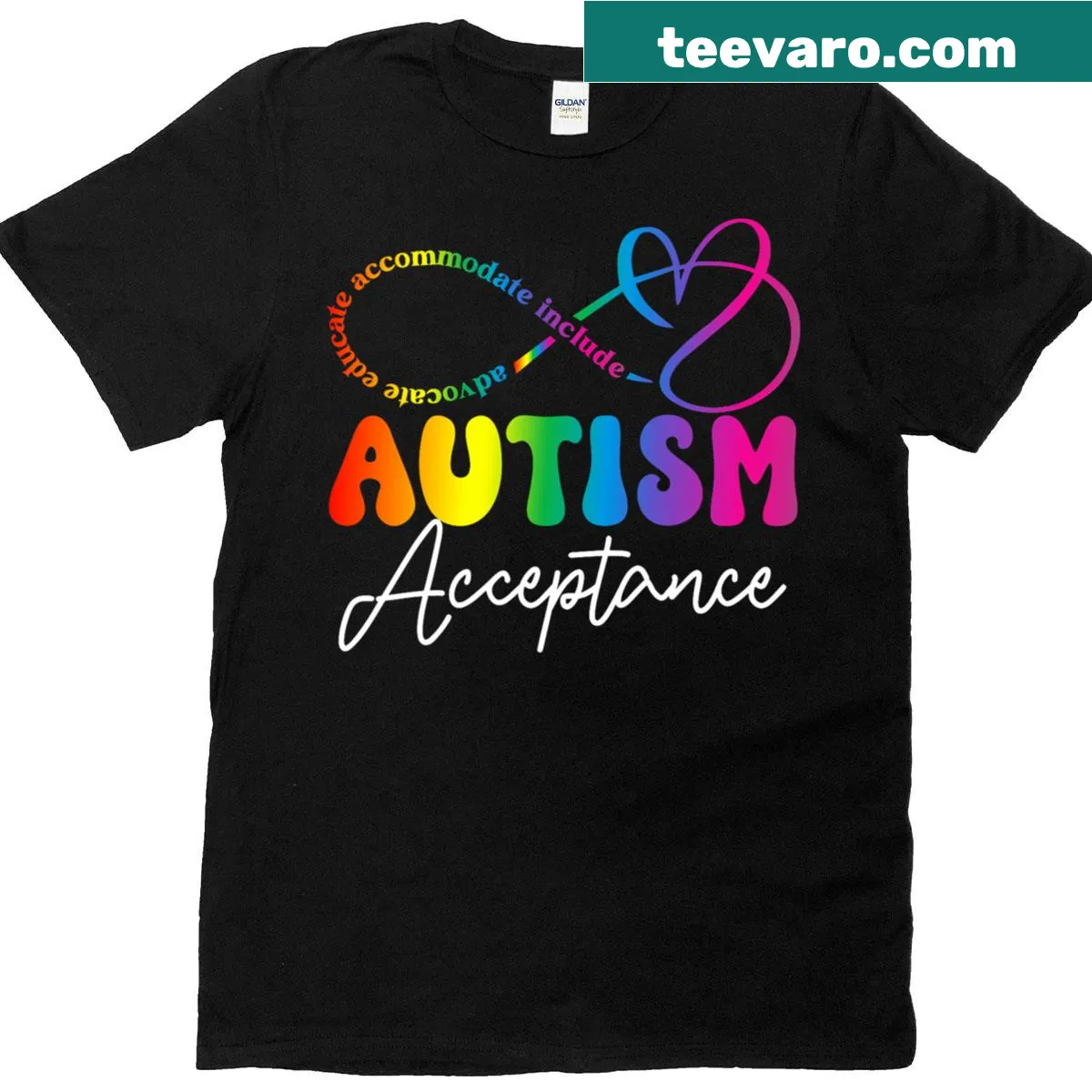 Infinity symbol design for autism awareness on T-shirt. — on a men's t-shirt