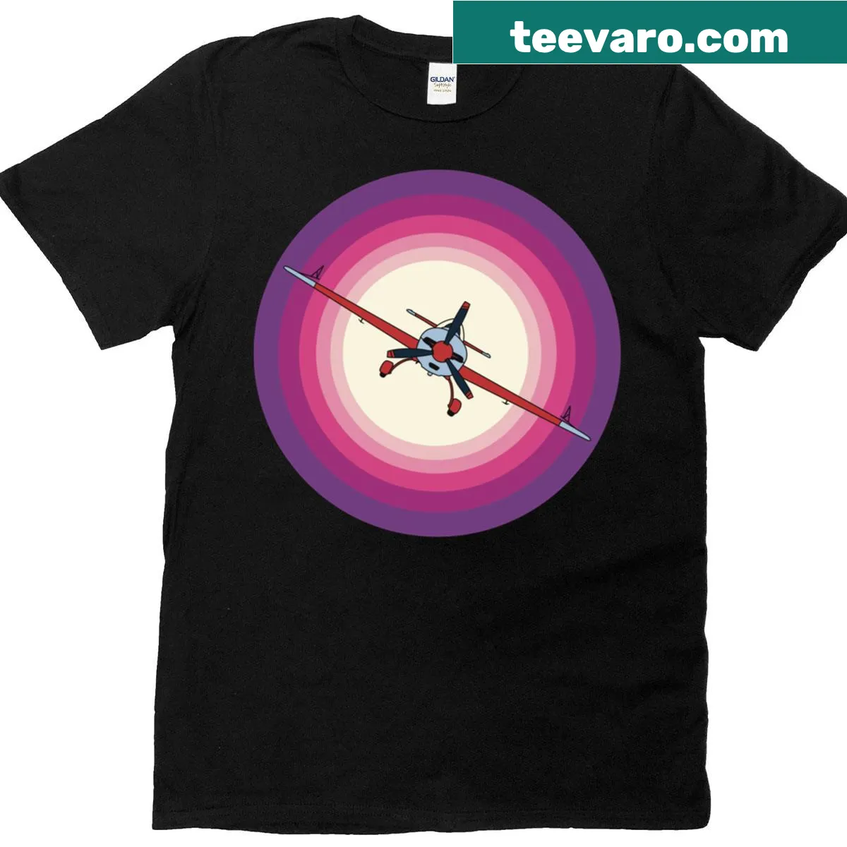Illustration of a stunt plane flying at sunset for aviation lovers. — on a men's t-shirt