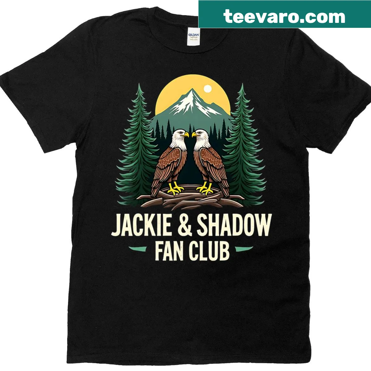 Vintage-style T-shirt featuring a bald eagle silhouette with 'Jackie' text — on a men's t-shirt
