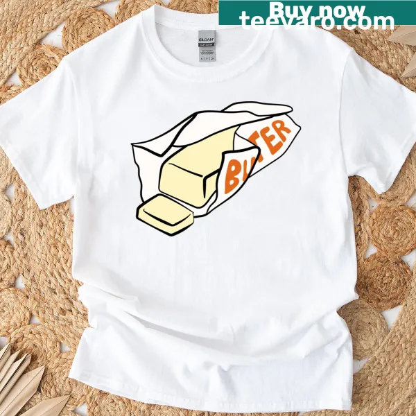 Cute T-shirt featuring an illustration of butter