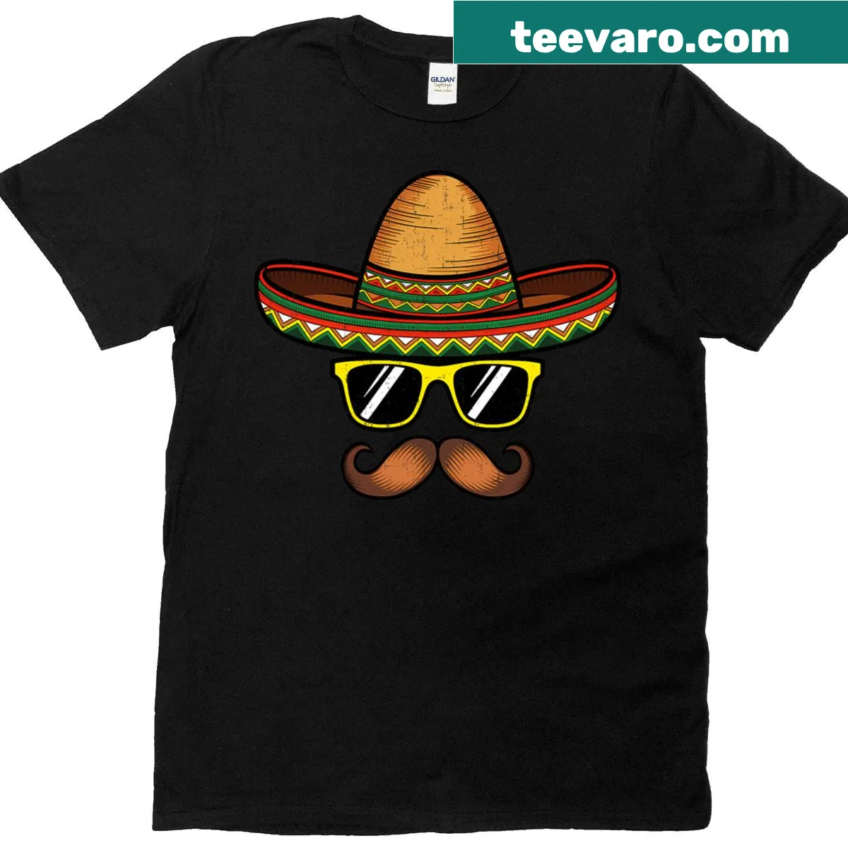 Cinco de Mayo sombrero character T-shirt — on a men's t-shirt