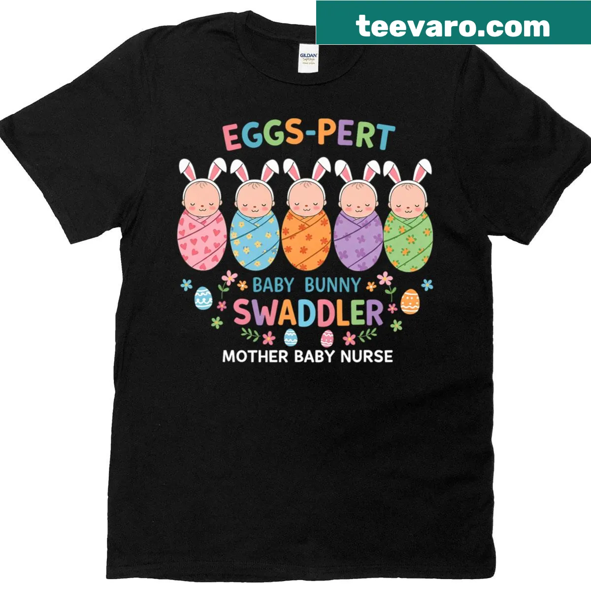 Easter-themed shirt for mothers with a playful swaddling message — on a men's t-shirt