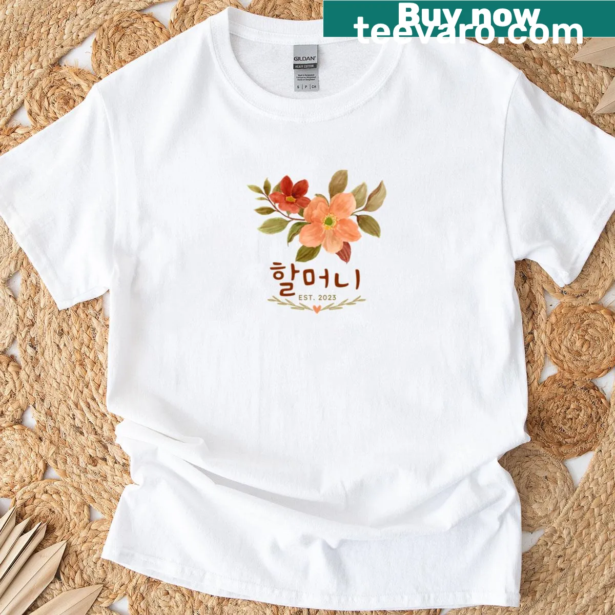 Vintage-style tee with 'Est 2023' and flower bouquet graphic — on a men's t-shirt