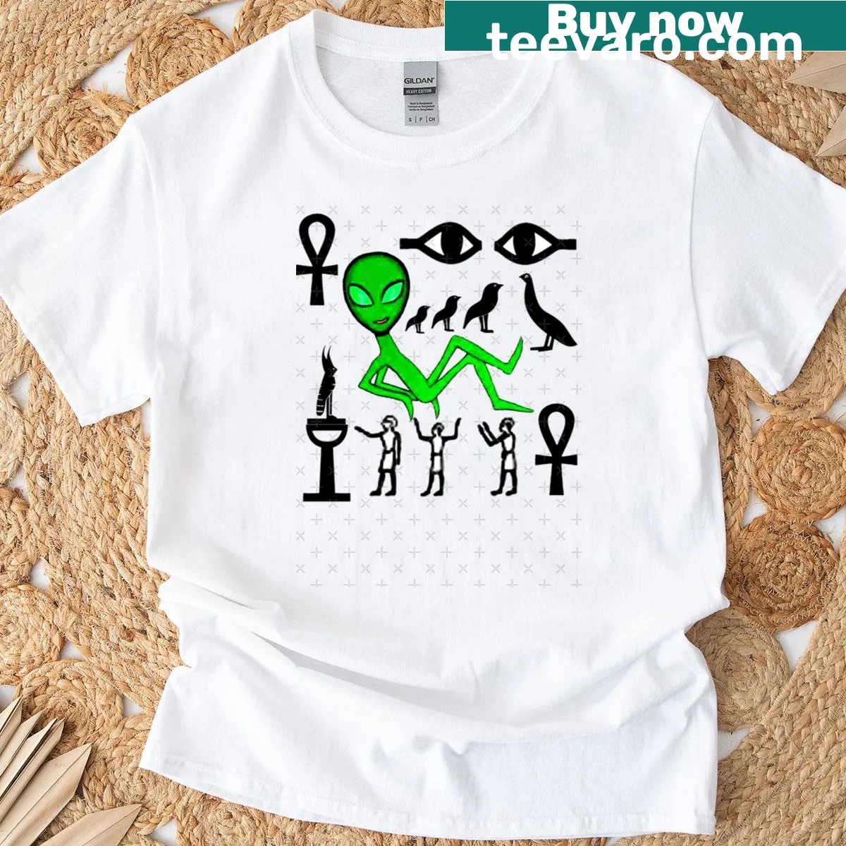 Classic design featuring Egyptian symbols on Et Gypt t-shirt — on a men's t-shirt