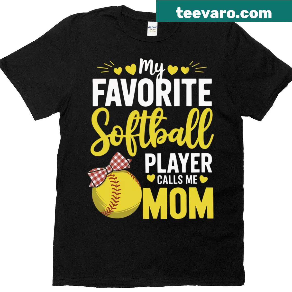 T-shirt with text stating 'My Softball Player Calls Me Mom' — on a men's t-shirt