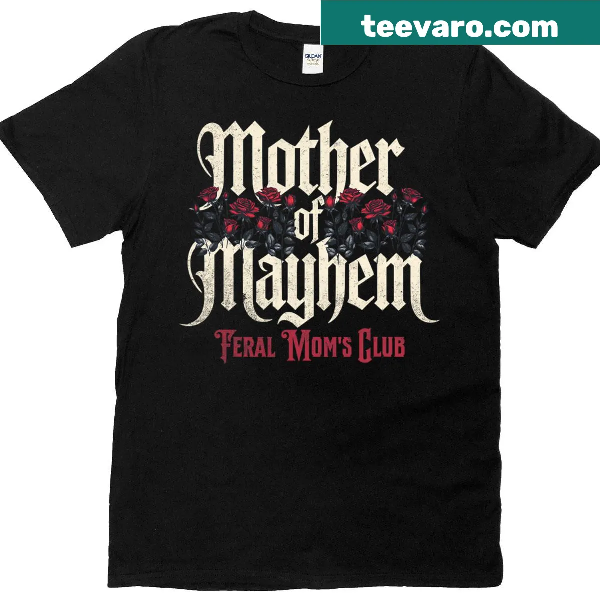 Vintage-style 'Mother of Mayhem' graphic t-shirt for humorous moms — on a men's t-shirt
