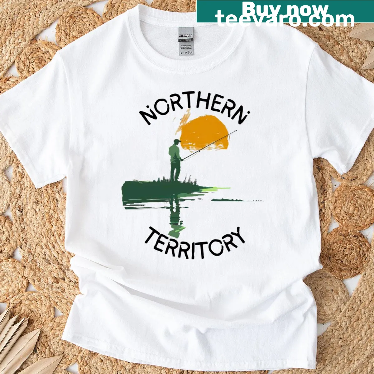 Classic fishing-themed t-shirt with simple design — on a men's t-shirt